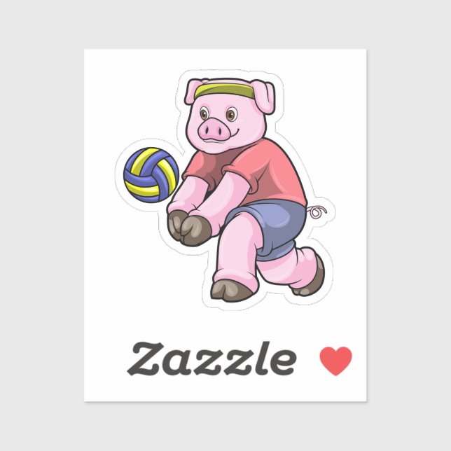Pig at Sports with Volleyball (Sheet)