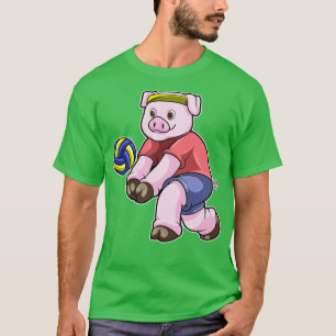Pig at Sports with Volleyball 1 T-Shirt