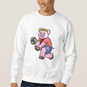 Pig at Sports with Volleyball Sweatshirt