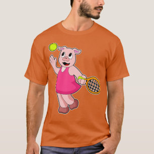 Pig at Tennis with Tennis racket 1 T-Shirt