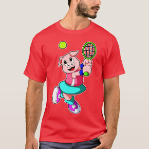 Pig at Tennis with Tennis racket Skirt T-Shirt