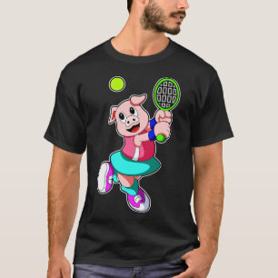 Pig at Tennis with Tennis racket Skirt T-Shirt