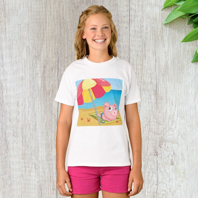 Pig At The Beach Girls T-Shirt (Creator Uploaded)