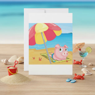 Pig At The Beach Invitations