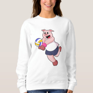 Pig at Volleyball Sports Sweatshirt