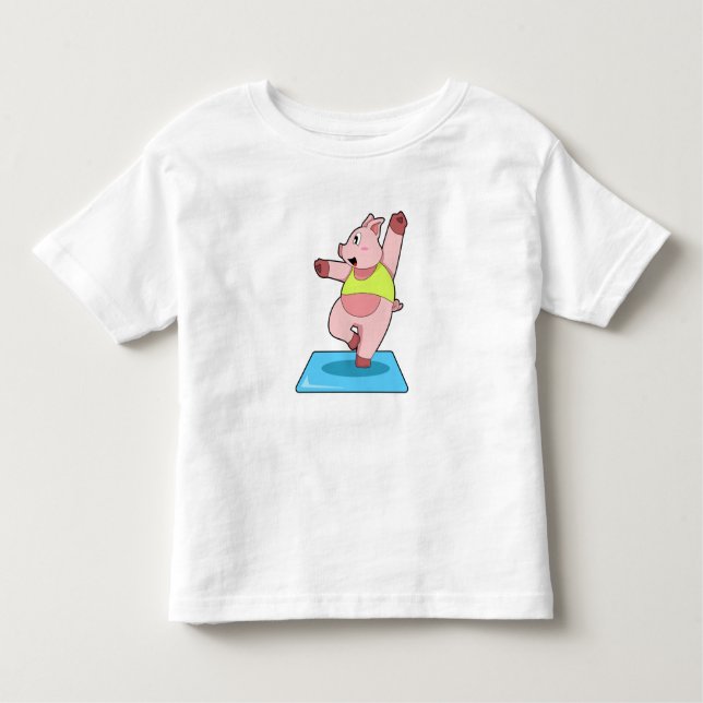 Pig at Yoga Fitness Toddler T-Shirt (Front)