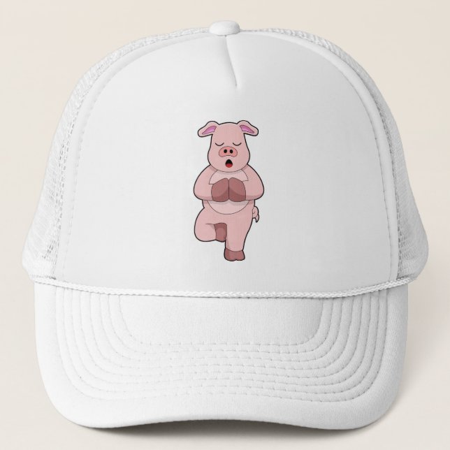 Pig at Yoga on a Leg Trucker Hat (Front)
