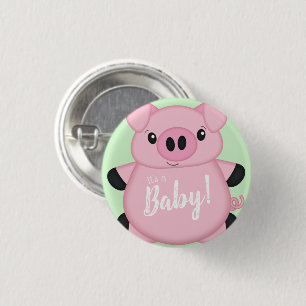 Pig Baby Shower Farm 3 Cm Round Badge