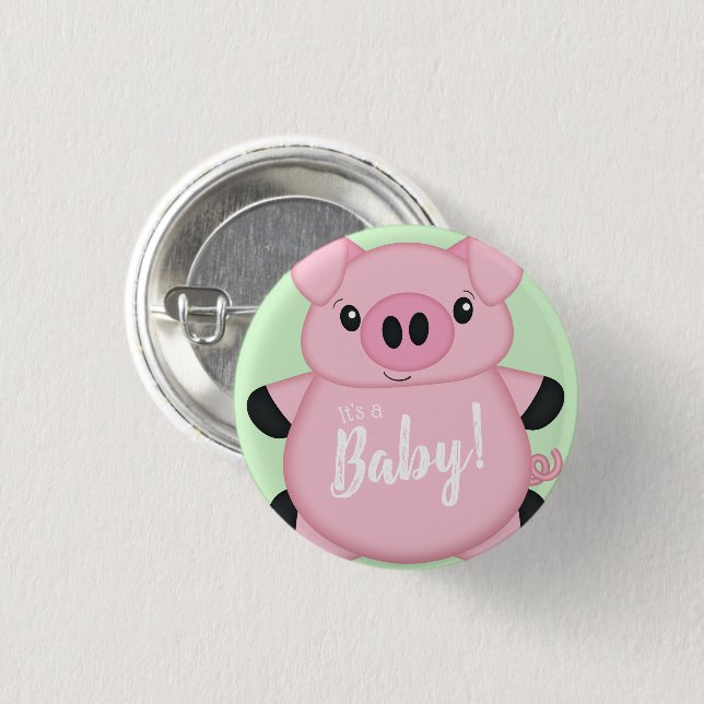 Pig Baby Shower Farm 3 Cm Round Badge (Front & Back)