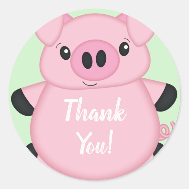 Pig Baby Shower Farm Classic Round Sticker (Front)