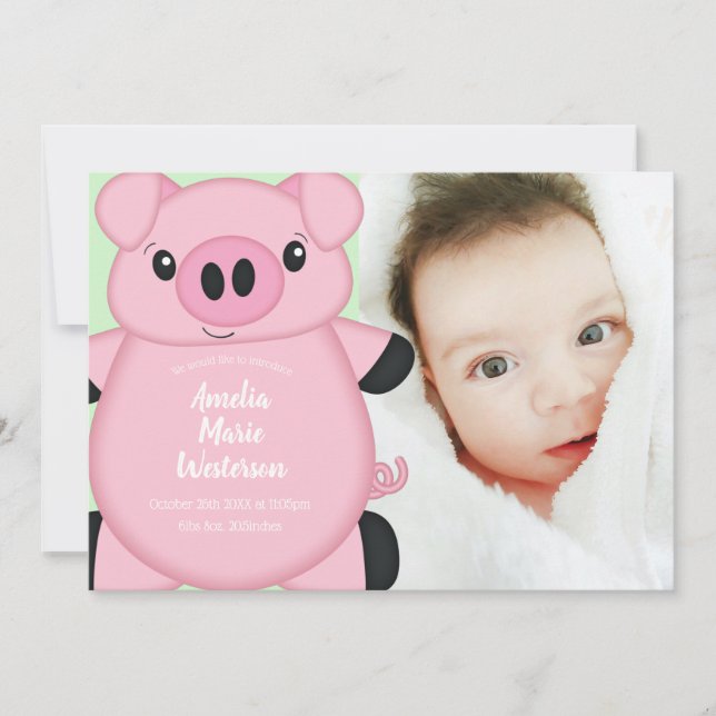 Pig Baby Shower Farm Invitation (Front)
