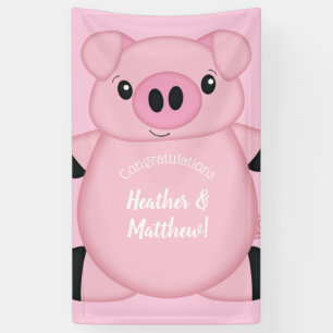 Pig Baby Shower Farm Pink Girl Banner