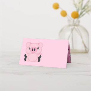 Pig Baby Shower Farm Pink Girl Place Card