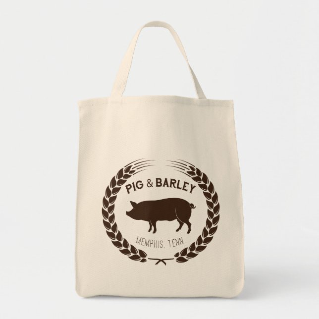 Pig & Barley Grocery Tote Bag (Front)
