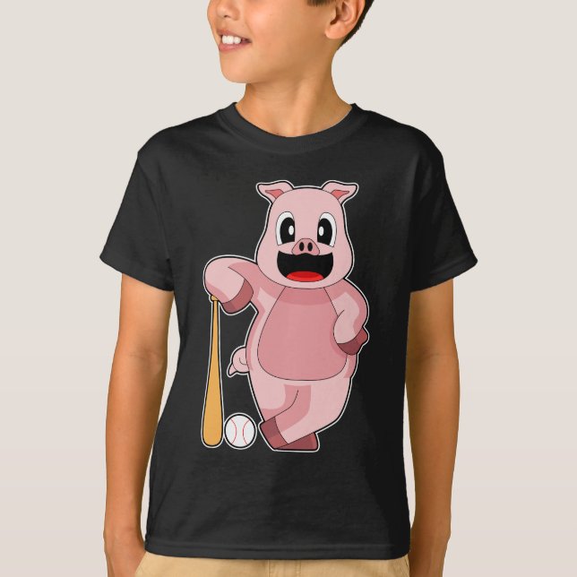Pig Baseball Baseball bat T-Shirt (Front)