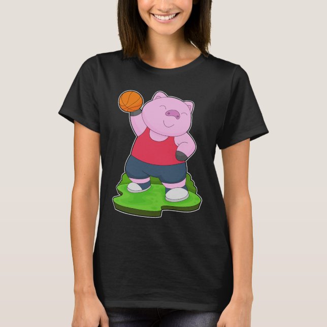 Pig Basketball player Basketball T-Shirt (Front)