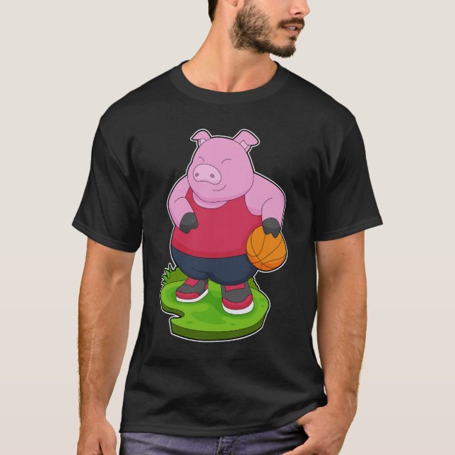 Pig Basketball player Basketball T-Shirt (Front)