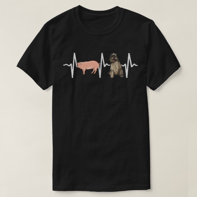 Pig Bergamasco Sheepdog Heartbeat Dog Lover  T-Shirt (Design Front)