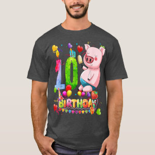 Pig Birthday Party 10 Year Old Boy 9th Pig Birthda T-Shirt
