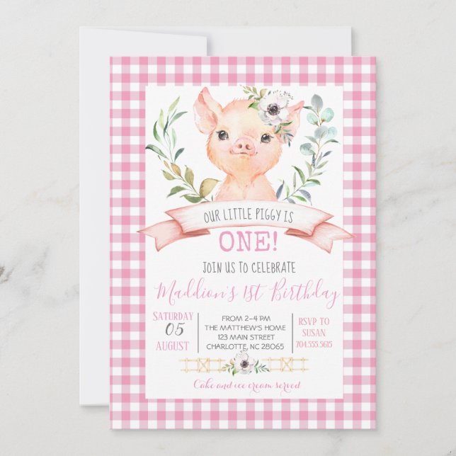 pig birthday shower invitaiton invitation (Front)