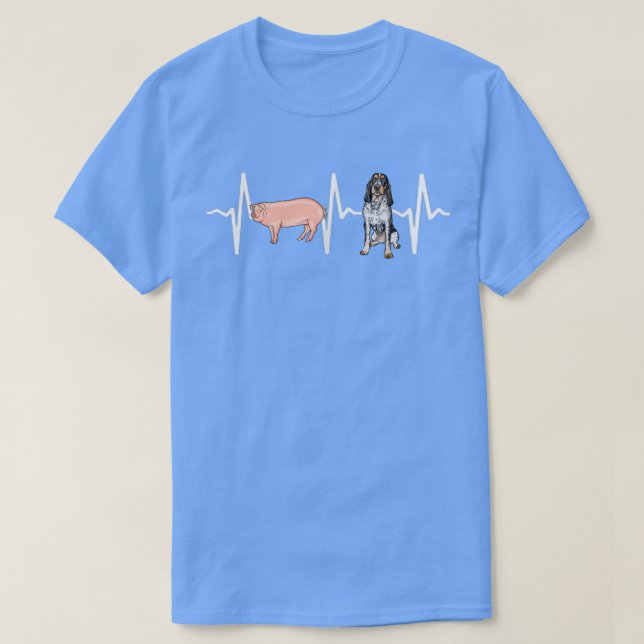Pig Bluetick Coonhound Heartbeat Dog Lover  T-Shirt (Design Front)