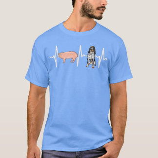 Pig Bluetick Coonhound Heartbeat Dog Lover T-Shirt