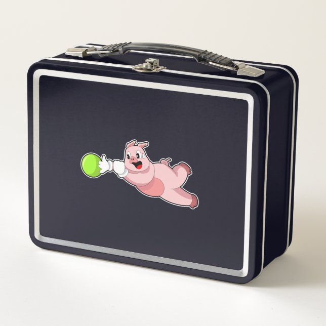Pig Bowling Bowling ball Metal Lunch Box (Front)
