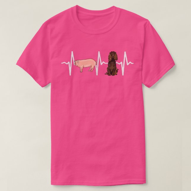 Pig Boykin Spaniel Heartbeat Dog Lover  T-Shirt (Design Front)
