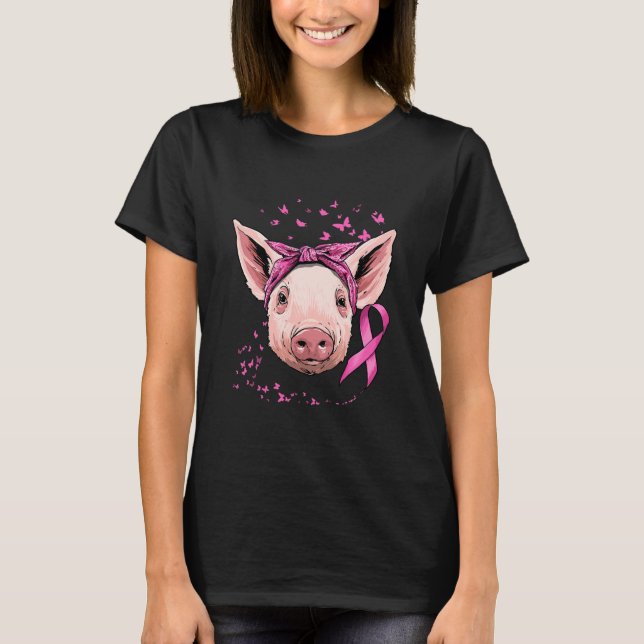 Pig Breast Cancer Awareness Pink T-Shirt (Front)