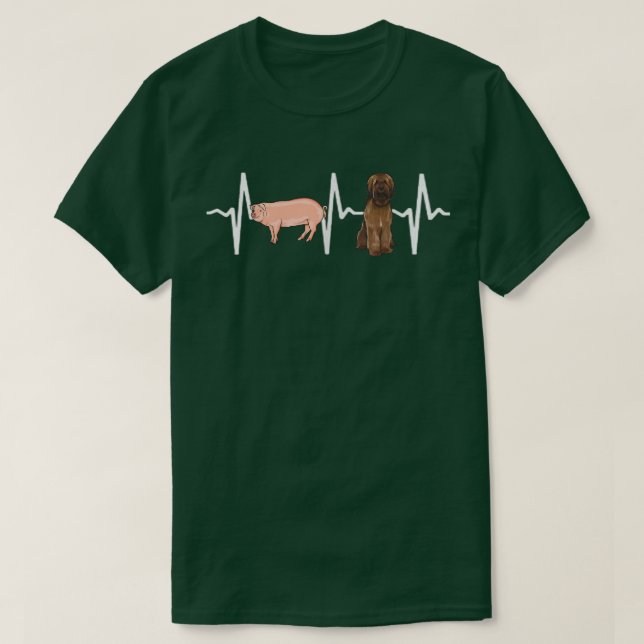 Pig Briard Heartbeat Dog Lover  T-Shirt (Design Front)