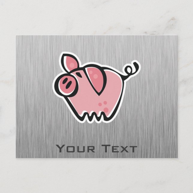 Pig; Brushed metal look Postcard (Front)