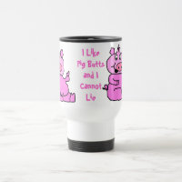 "Pig Butts" Pink Cartoon Pig Aluminium Travel Mug