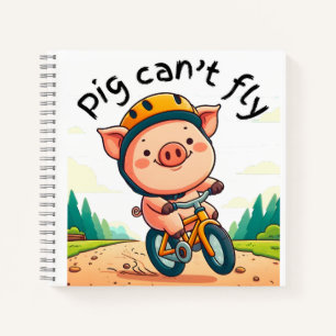 Pig Can't Fly. L Pink BG Notebook