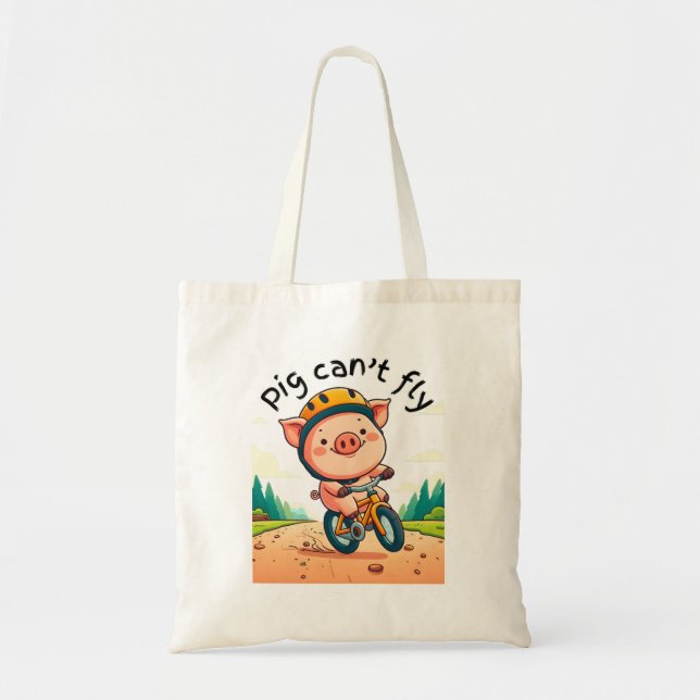 Pig Can't Fly. L Pink BG Tote Bag (Front)