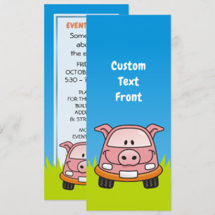 Pig Cartoon Car Invitation
