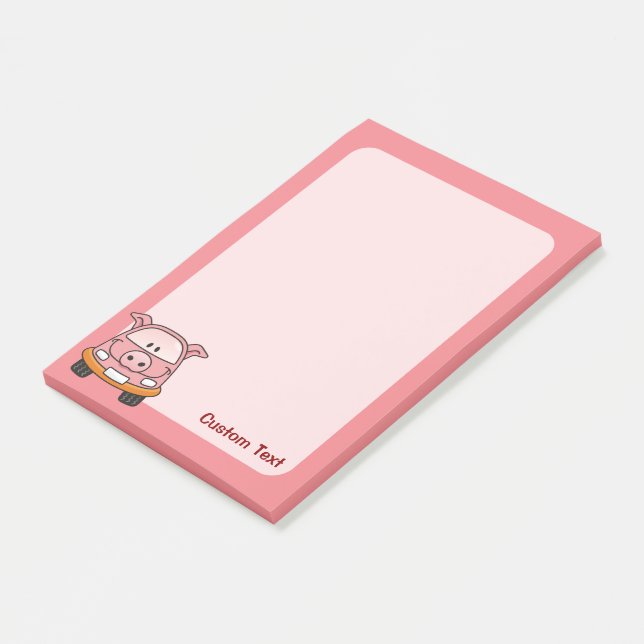 Pig Cartoon Car Post-it Notes (Angled)