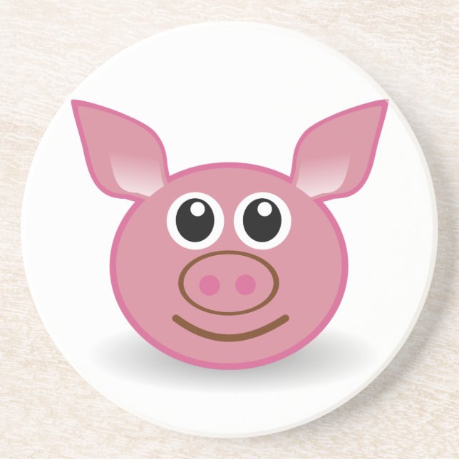 Pig Cartoon Face Coaster (Front)
