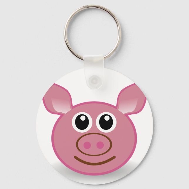 Pig Cartoon Face Key Ring (Front)