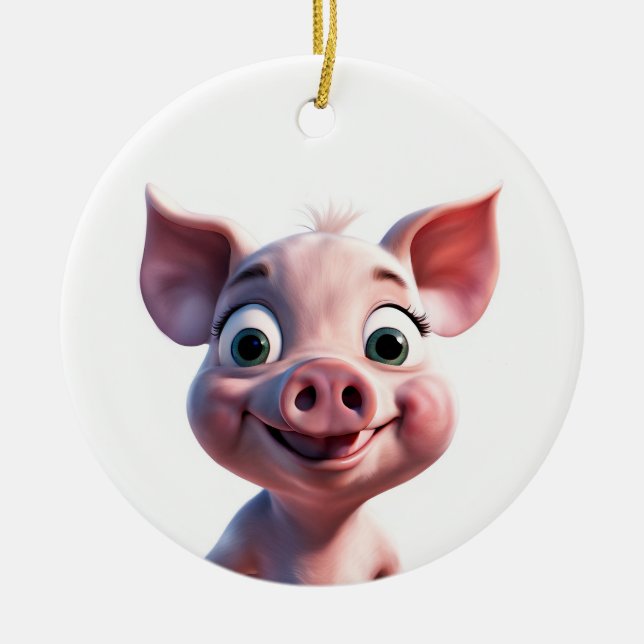 Pig Ceramic Tree Decoration (Front)