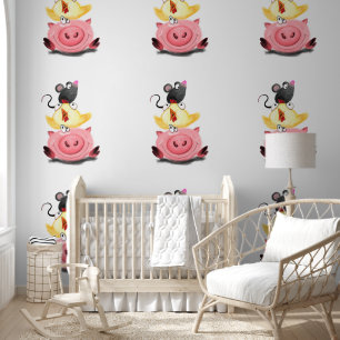 Pig Chicken and Mouse Friends Funny Wallpaper