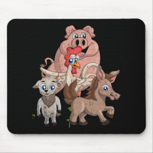 Pig Chicken Goat Horse Farm Squad Kids Gift Funny Mouse Pad