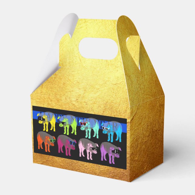 Pig Chinese New Year 2019 Pop Gold Favour Box (Front Side)