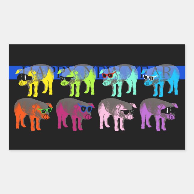 Pig Chinese New Year 2019 Pop Rectangular S Sticker (Front)