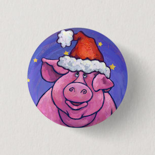 Pig Christmas 3 Cm Round Badge