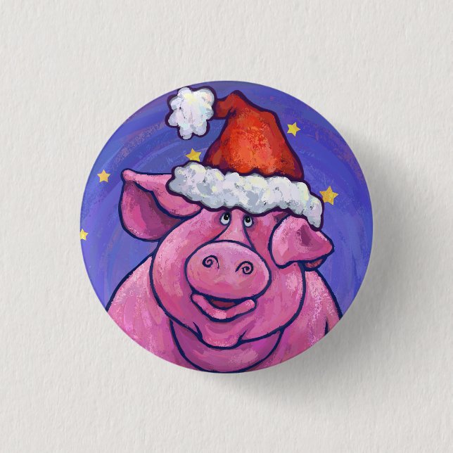 Pig Christmas 3 Cm Round Badge (Front)