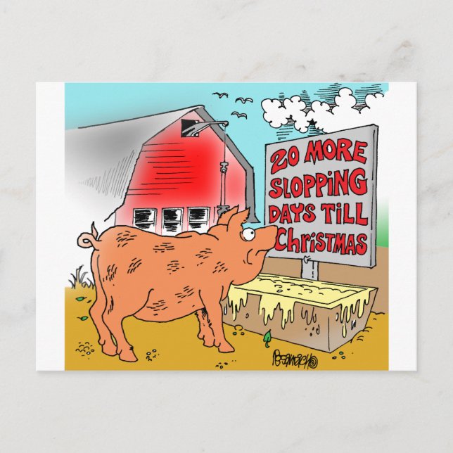 PIG / CHRISTMAS CARTOON GIFTWARE HOLIDAY POSTCARD (Front)