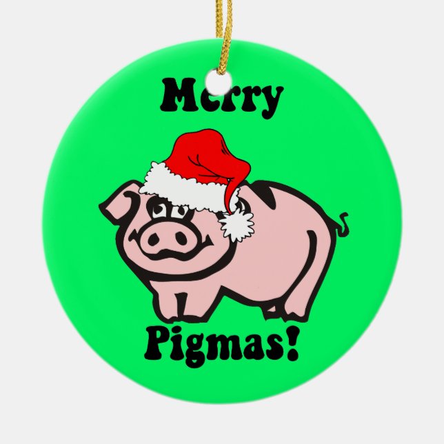 pig Christmas Ceramic Tree Decoration (Front)