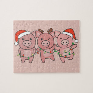 Pig Christmas Christmas Animals Cute Pigs Jigsaw P Puzzle