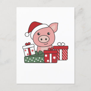 Pig Christmas Gift Winter Animals Pigs Holiday Postcard