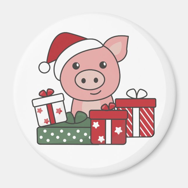Pig Christmas Gift Winter Animals Pigs Magnet (Front)